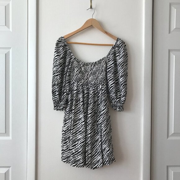 Faithfull The Brand Alina Zebra Print Smocked Dress - Picture 6 of 7